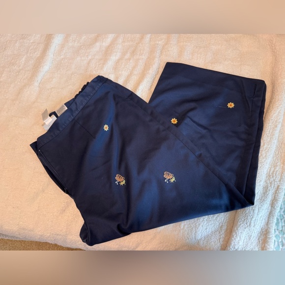 Alfred Dunner Pants - Alfred Dunner Dark Blue Floral Chinos